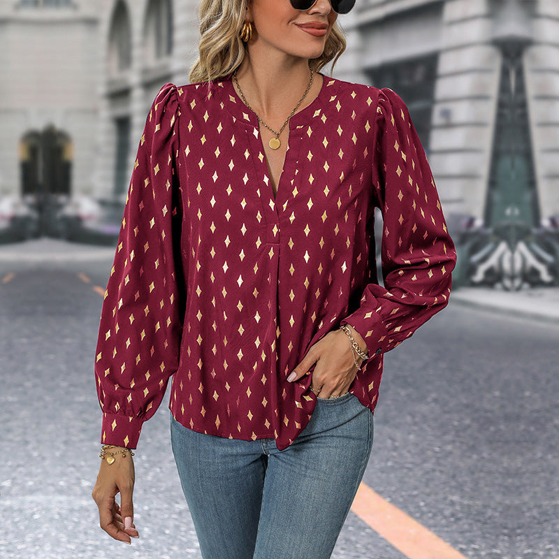 Damen Elegante Bluse mit geometrischem Muster Nord Taschen