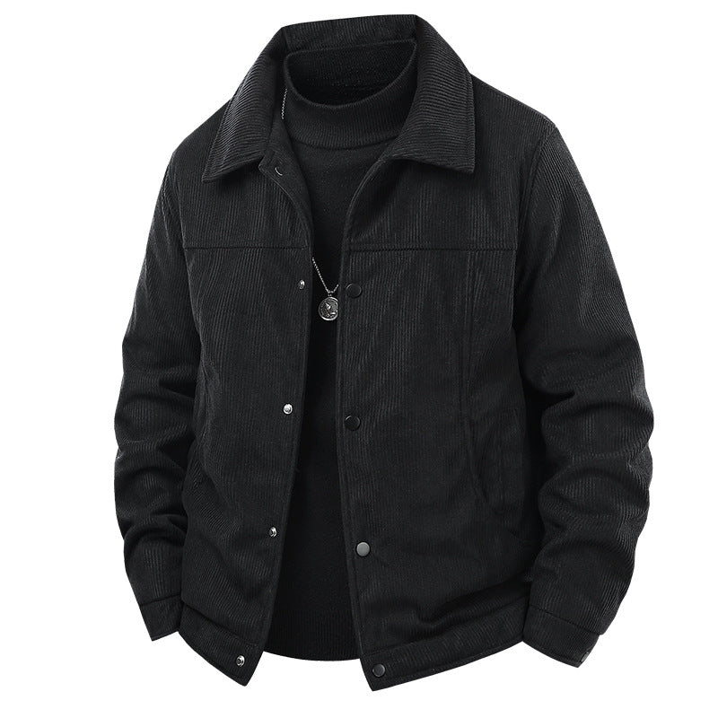 Herren Kordjacke im Truckerstil mit Druckknopfverschluss und klassischem Hemdkragen Nord Taschen