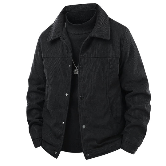 Herren Kordjacke im Truckerstil mit Druckknopfverschluss und klassischem Hemdkragen Nord Taschen