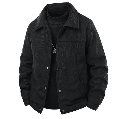 Herren Kordjacke im Truckerstil mit Druckknopfverschluss und klassischem Hemdkragen Nord Taschen