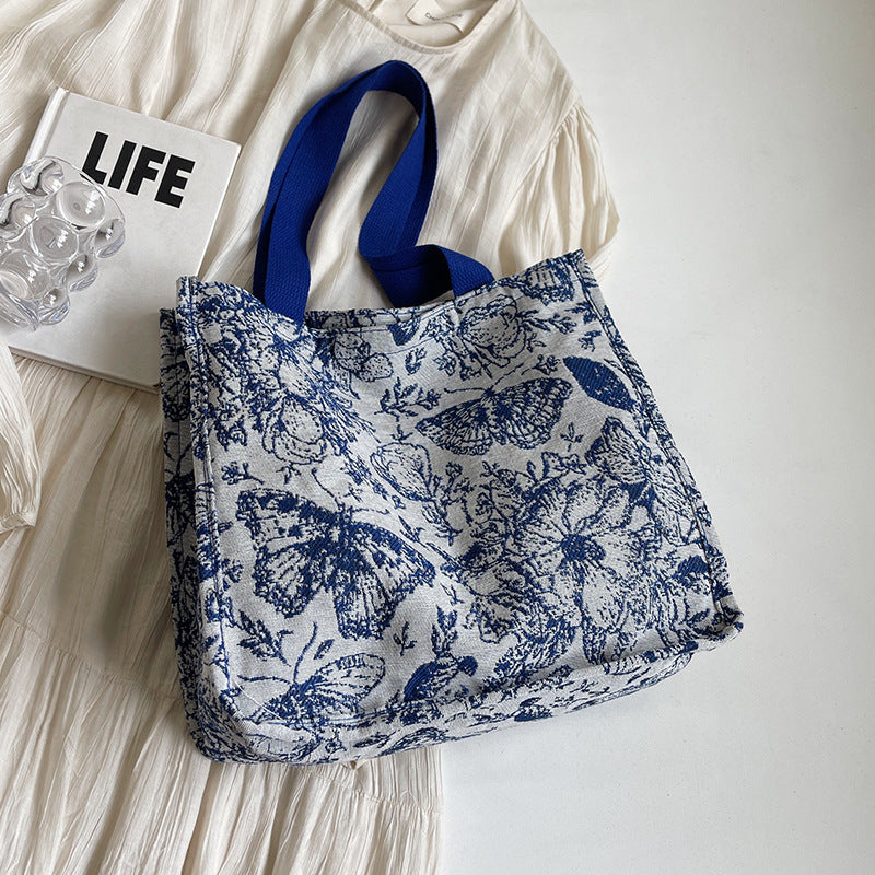 Damen Jute-Handtasche mit floralem Design Nord Taschen