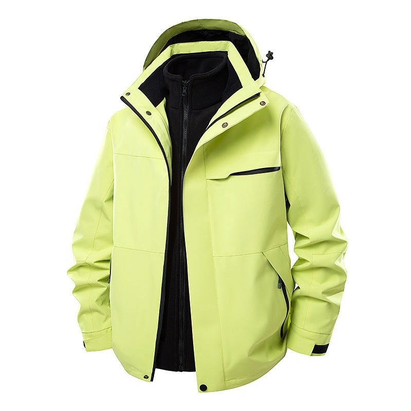 Herren zweilagige Funktions-Übergangsjacke mit abnehmbarer Fleece-Innenjacke, Kapuze & wasserabweisender Hülle Nord Taschen
