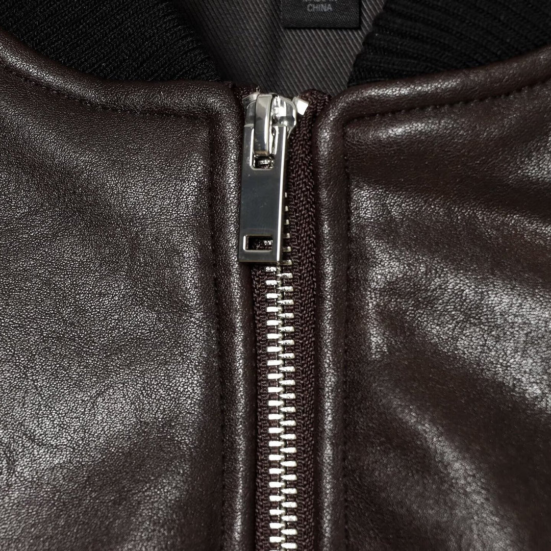 Herren Lederoptik-Bomberjacke im Cropped-Stil mit Rippbündchen Nord Taschen