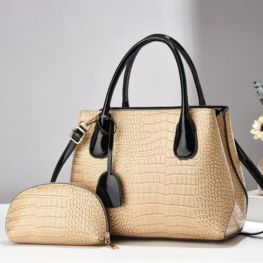 Damen elegante Handtasche mit fühlbarem Krokodilleder und abnehmbarer Clutch Nord Taschen
