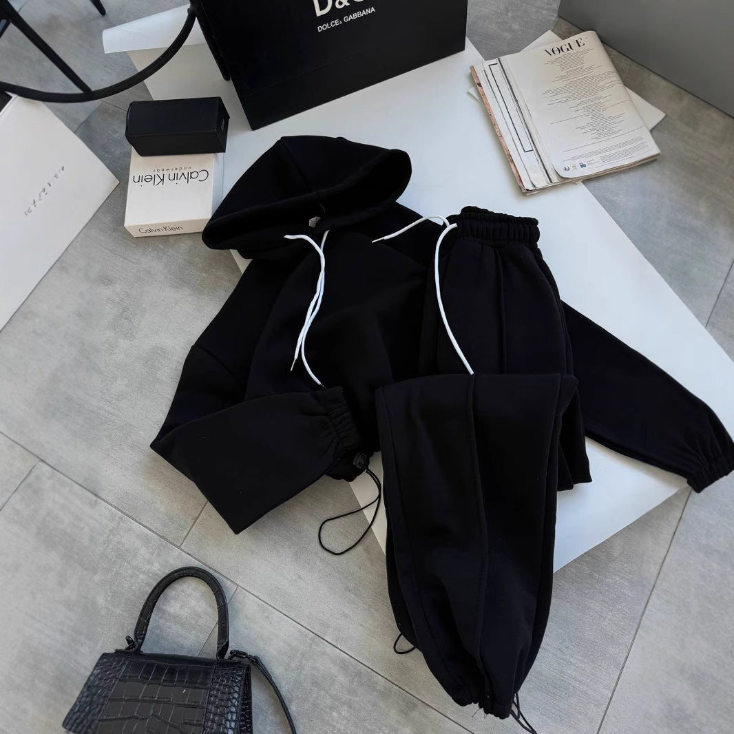 Damen Oversize-Hoodie und Jogginghose Set mit weichem Innenfutter, verstellbarer Kordel und hochgezogenem Bund Nord Taschen