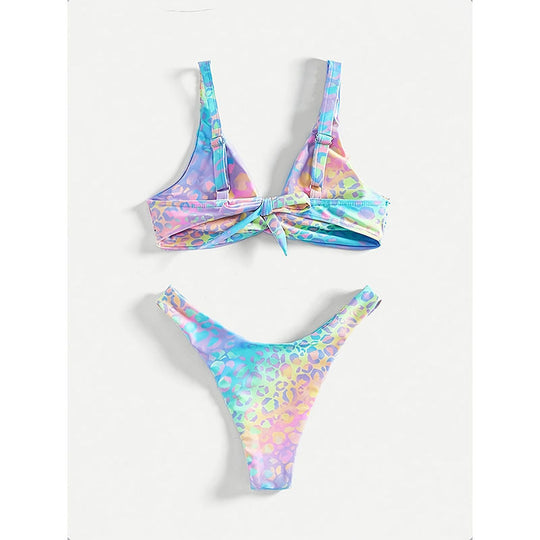 Damen Triangle-Bikini mit modernem Leopardenmuster und verspieltem Knoten