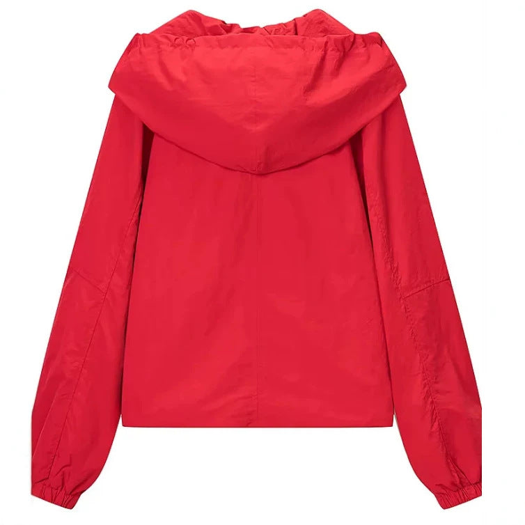 Damen Kurz geschnittene Wollmix-Jacke mit Stehkragen, Reißverschluss und Ballonärmeln Nord Taschen