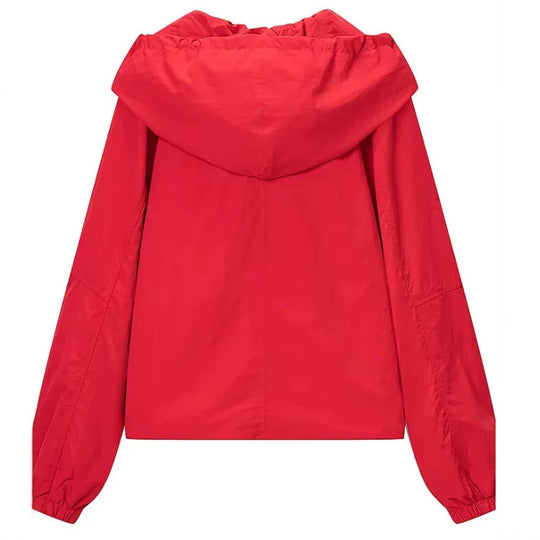 Damen Kurz geschnittene Wollmix-Jacke mit Stehkragen, Reißverschluss und Ballonärmeln Nord Taschen