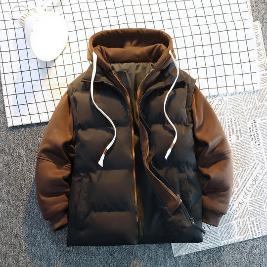 Herren Zweilagige Steppweste im Layering‑Look mit Kapuzen‑Innenjacke & Sweatärmeln Nord Taschen