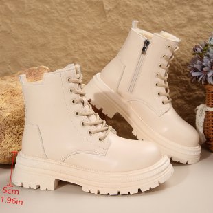 Damen Plateau-Lug-Boots mit Schnürung, seitlichem Reißverschluss und gepolstertem Komfort-Fußbett Nord Taschen