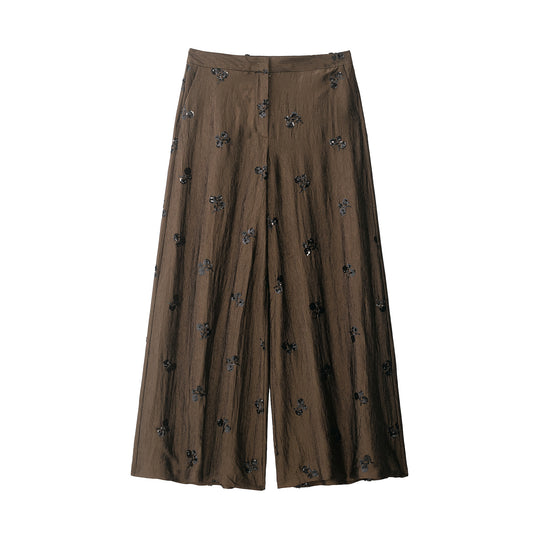 Damen 40+ weite Palazzo‑Culotte mit floraler Paillettenbestickung Nord Taschen