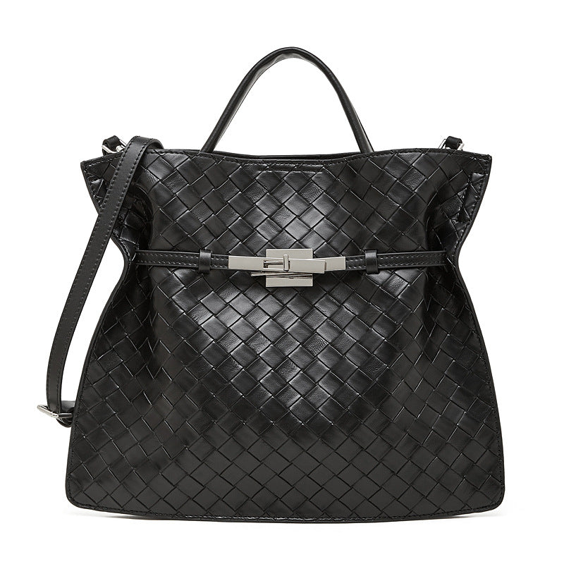 Damen geflochtene Shopper Tasche mit modernem Verschluss Nord Taschen