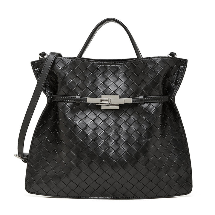 Damen geflochtene Shopper Tasche mit modernem Verschluss Nord Taschen