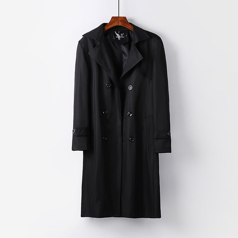 Herren Trenchcoat-Mantel mit doppelter Knopfleiste Taillengürtel und klassischem Revers Nord Taschen