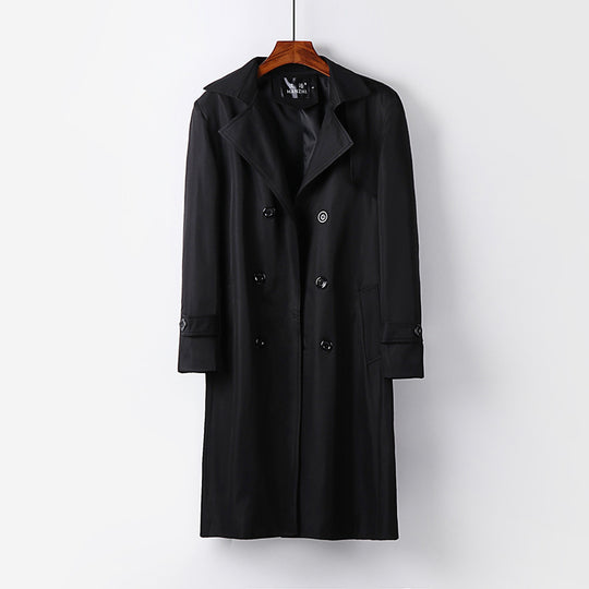 Herren Trenchcoat-Mantel mit doppelter Knopfleiste Taillengürtel und klassischem Revers Nord Taschen
