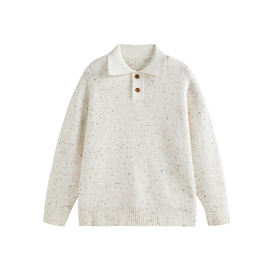Damen Strickpoloshirt mit Fleckmuster, Rippstruktur und Knopfleiste Nord Taschen