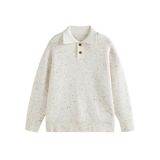 Damen Strickpoloshirt mit Fleckmuster, Rippstruktur und Knopfleiste Nord Taschen