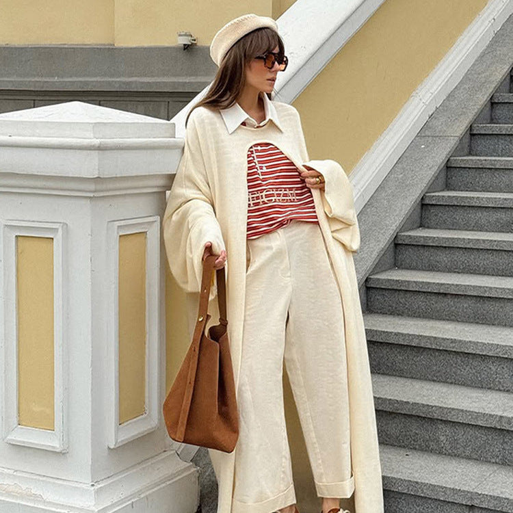 Damen Oversize Cape-Strickjacke mit weiten Trompetenärmeln und offenem Frontdesign Nord Taschen