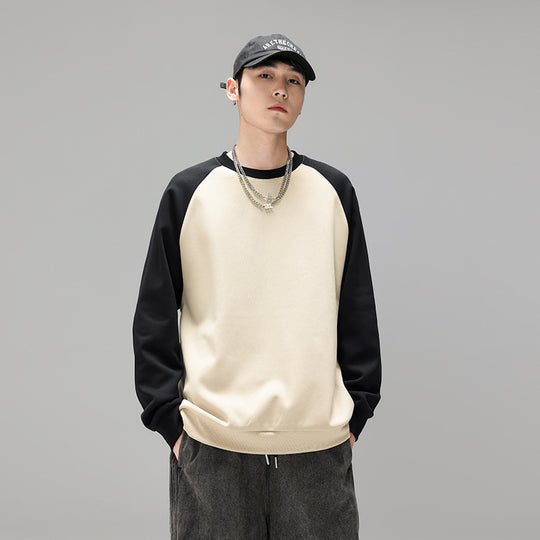 Herren Raglan‑Sweatshirt mit kontrastärmel, weichem Fleece‑Innenfutter und geripptem Saum Nord Taschen