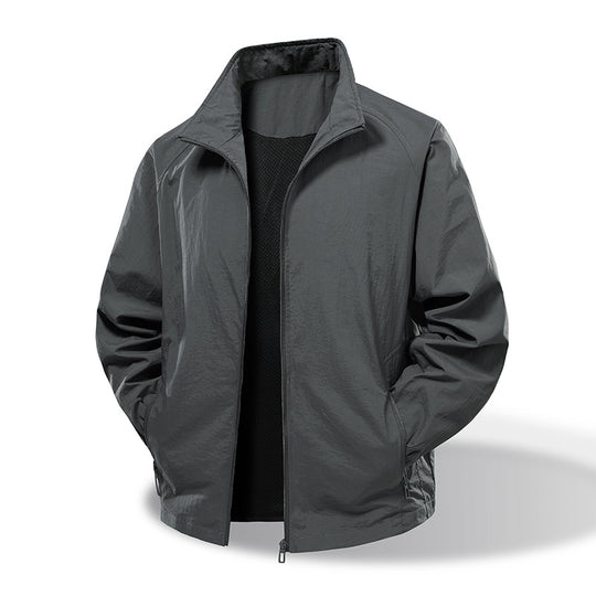 Herren Leichte Windbreaker-Outdoorjacke mit Stehkragen, Zweiwege-Reißverschluss und verdeckten Taschen Nord Taschen