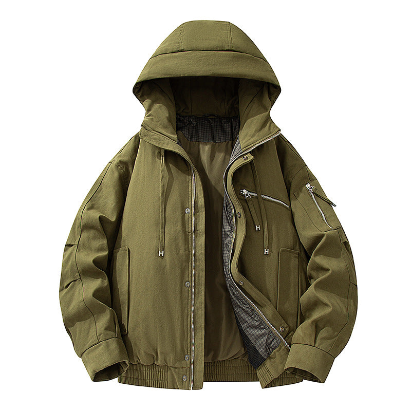 Herren Utility-Kapuzenjacke mit Reißverschluss, multifunktionalen Taschen und elastischem Saum Nord Taschen
