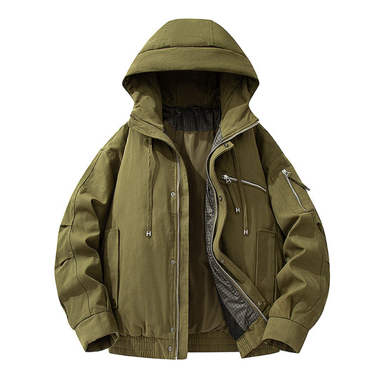 Herren Utility-Kapuzenjacke mit Reißverschluss, multifunktionalen Taschen und elastischem Saum Nord Taschen