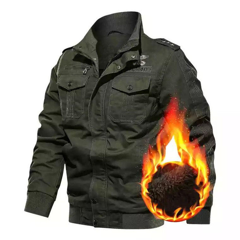 Herren Thermo-Isolierte Utility-Jacke im Fieldstil mit Rippbündchen Nord Taschen