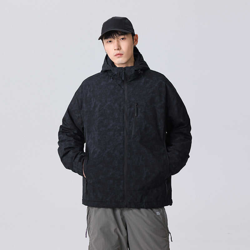 Herren technische wasserdichte Kapuzenjacke mit verschweißten Nähten und Brustreißverschlusstasche Nord Taschen