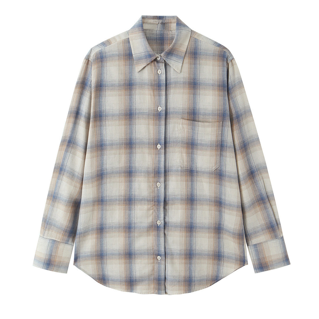 Damen Oversize Karo-Hemd aus leichter Viskose mit Brusttasche Nord Taschen