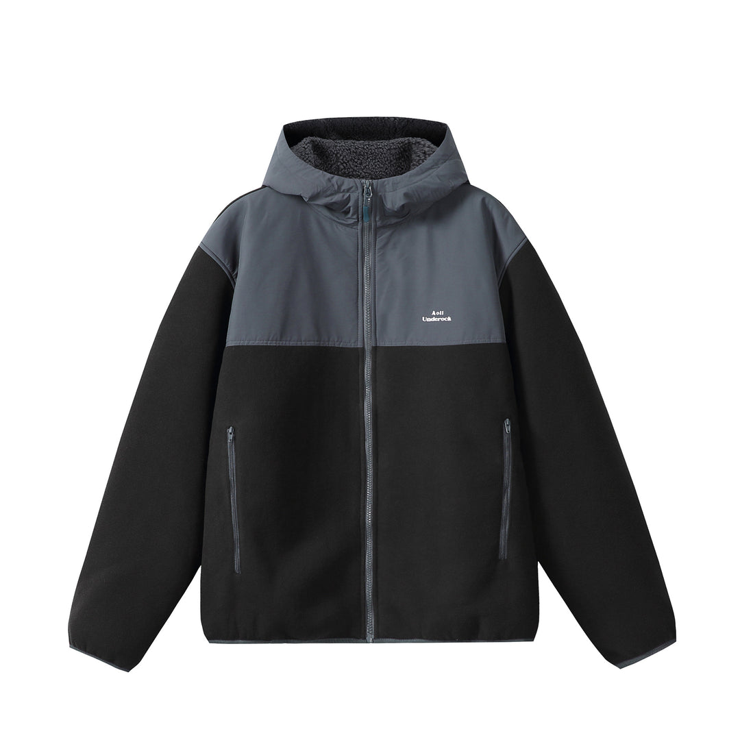 Unisex Fleece-Kapuzenjacke mit Teddyfutter, durchgehendem Reißverschluss und seitlichen Reißverschlusstaschen Nord Taschen
