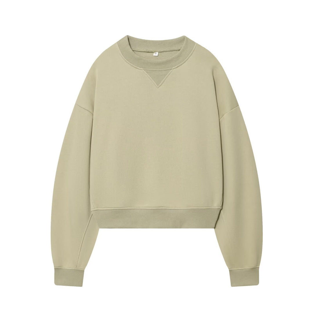 Damen Oversized kurzgeschnittenes Sweatshirt mit geripptem Halsausschnitt Nord Taschen
