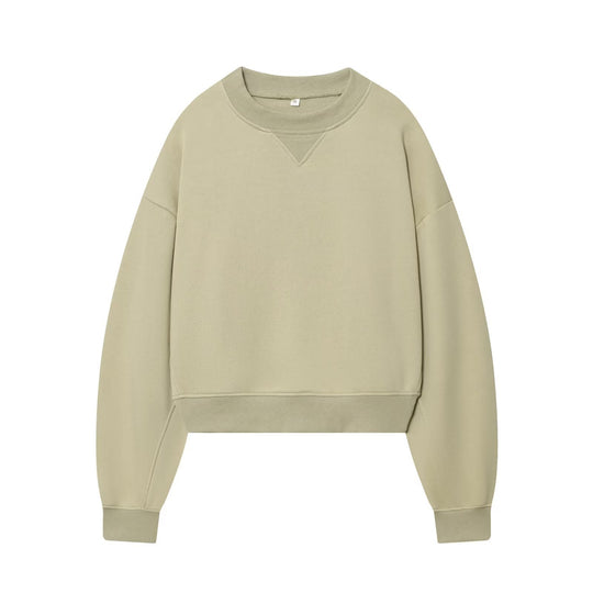 Damen Oversized kurzgeschnittenes Sweatshirt mit geripptem Halsausschnitt Nord Taschen