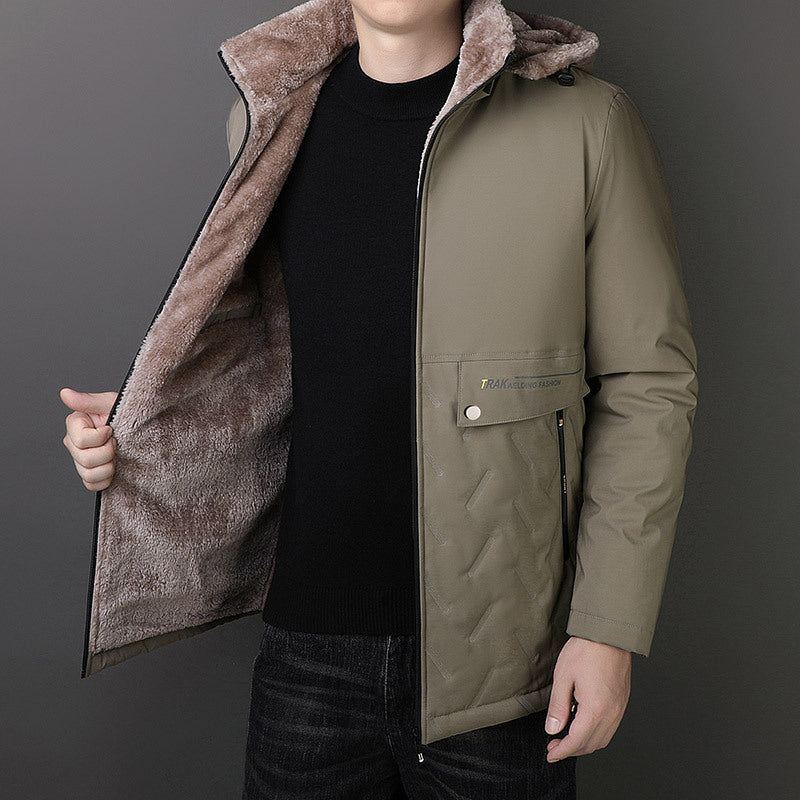 Herren Thermo-Parka mit Teddyfutter und Kapuze Nord Taschen
