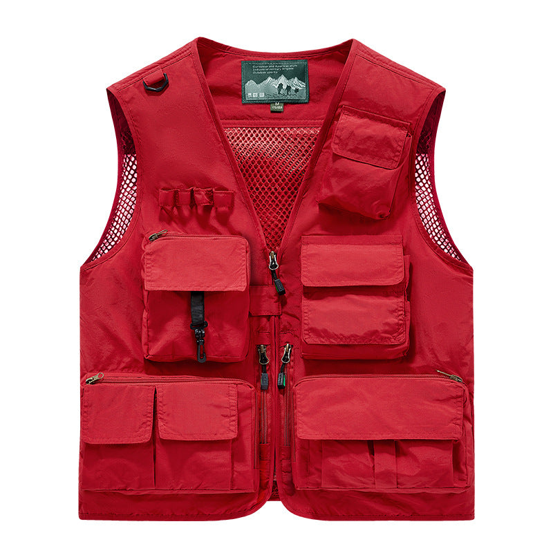Herren Outdoor-Utility-Anglerweste mit atmungsaktivem Meshrücken und multifunktionalen Taschen Nord Taschen