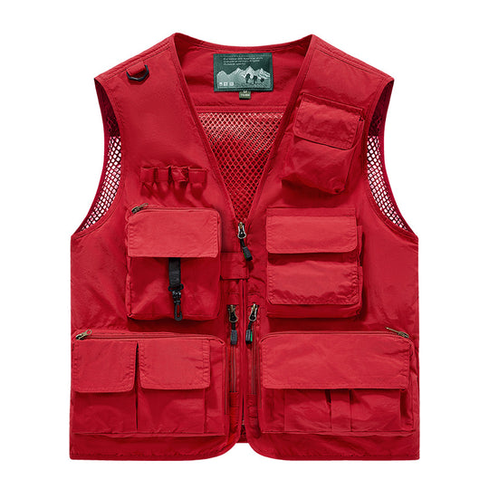 Herren Outdoor-Utility-Anglerweste mit atmungsaktivem Meshrücken und multifunktionalen Taschen Nord Taschen