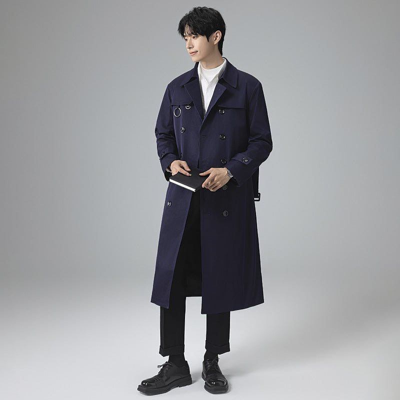 Herren Moderner Tech-Trenchcoat mit Doppelreihiger Knopfleiste, Bindegürtel und dezenten Ringdetails Nord Taschen