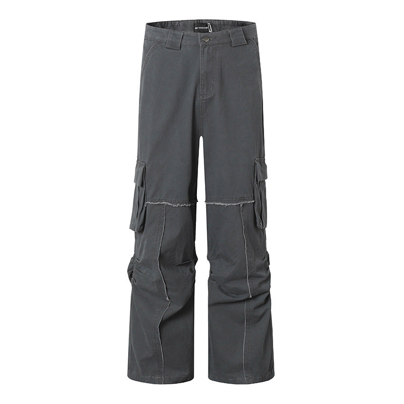 Damen Weite Cargo-Culotte-Hose mit hoher Taille, Multi‑Taschen und sichtbaren Nahtdetails Nord Taschen