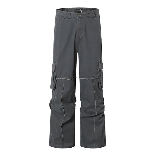 Damen Weite Cargo-Culotte-Hose mit hoher Taille, Multi‑Taschen und sichtbaren Nahtdetails Nord Taschen