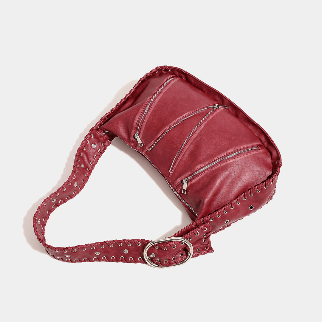 Damen Hobo-Tasche aus weichem Kunstleder mit geflochtenem Schulterriemen Nord Taschen