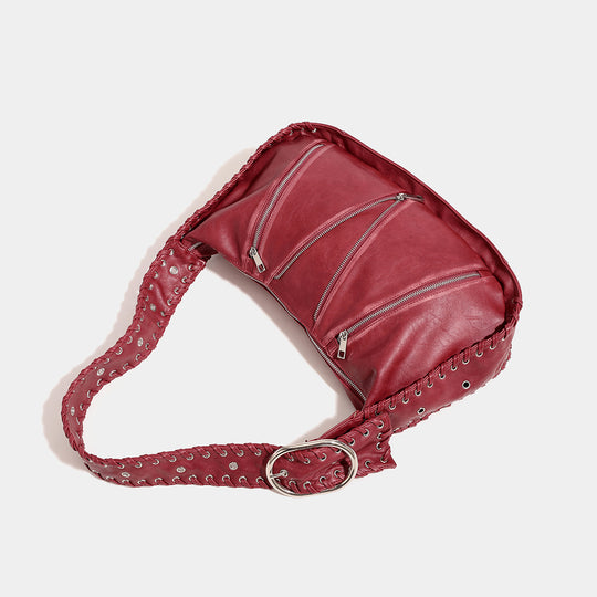 Damen Hobo-Tasche aus weichem Kunstleder mit geflochtenem Schulterriemen Nord Taschen