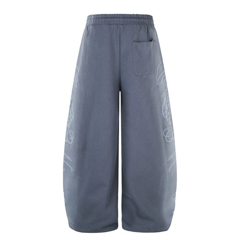 Damen Extraweite Palazzo-Sweathose mit Tunnelzugbund, verstellbarem Saum und seitlichem Script-Print Nord Taschen