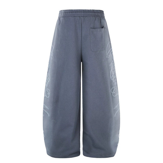 Damen Extraweite Palazzo-Sweathose mit Tunnelzugbund, verstellbarem Saum und seitlichem Script-Print Nord Taschen