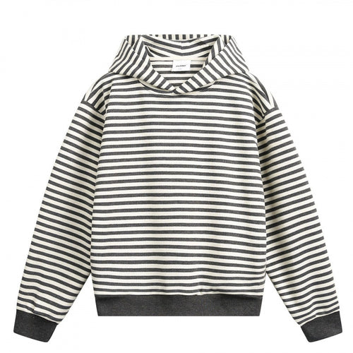 Unisex Gestreifter Oversize-Hoodie aus Baumwoll-Mix mit Rippbündchen Nord Taschen