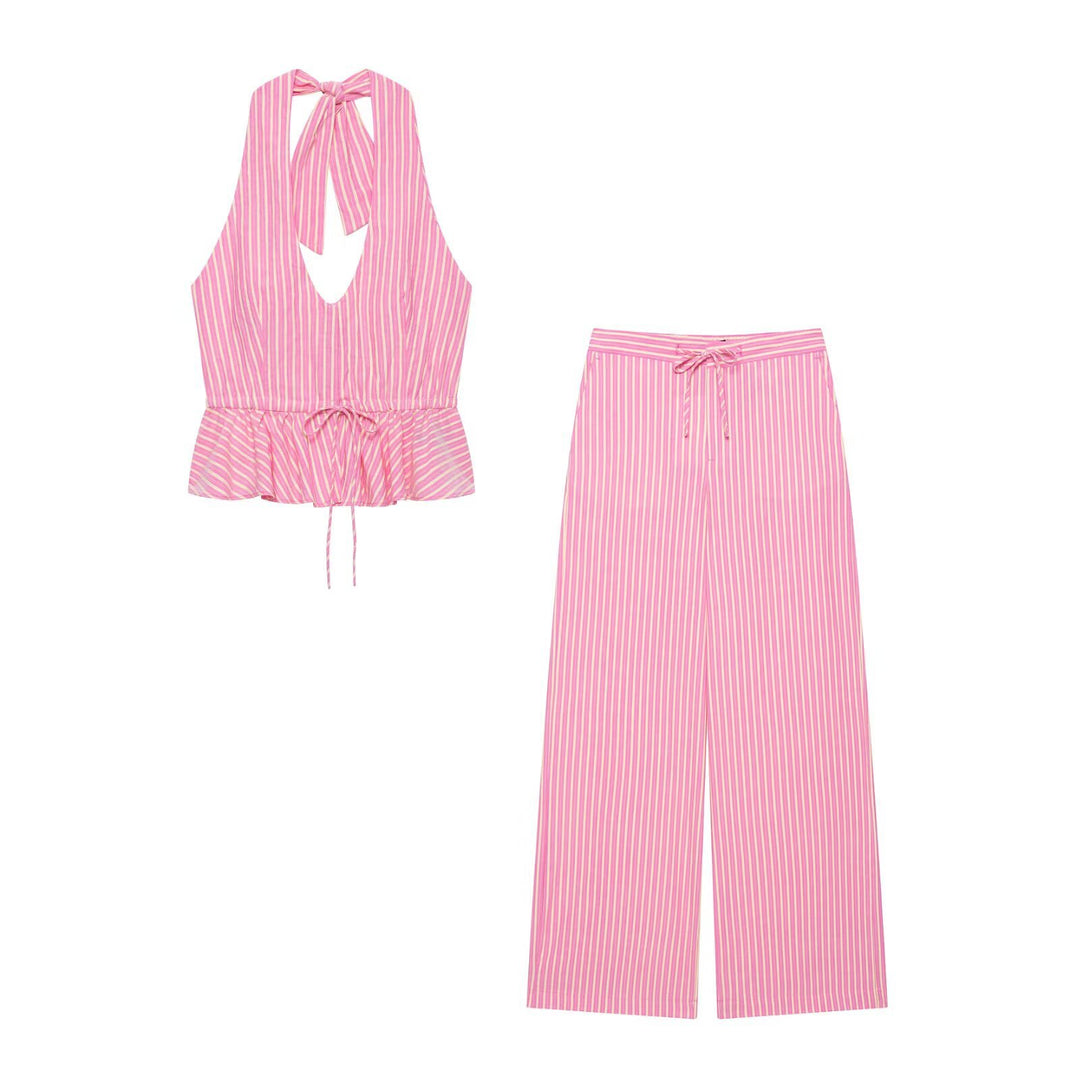 Damen Weite Palazzo‑Hose mit hohem Bund und Tunnelzug Nord Taschen