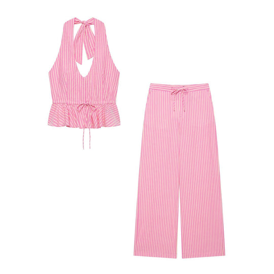 Damen Weite Palazzo‑Hose mit hohem Bund und Tunnelzug Nord Taschen