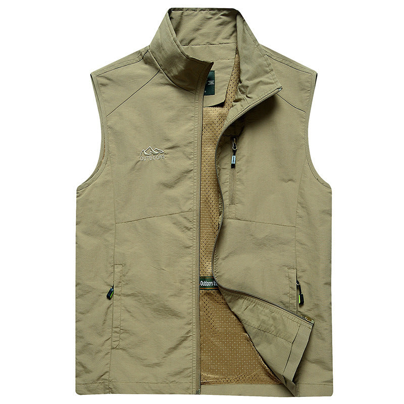 Herren ultraleichte atmungsaktive Outdoor‑Trekkingweste mit Mesh‑Futter, Stehkragen und Mehrfach‑Reißverschlusstaschen Nord Taschen
