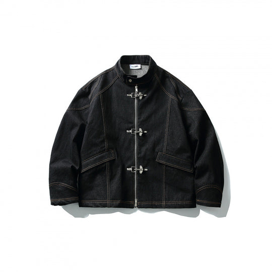 Herren Kurze Canvasjacke mit markanten Metall-Knebelverschlüssen und Kontrastnähten Nord Taschen