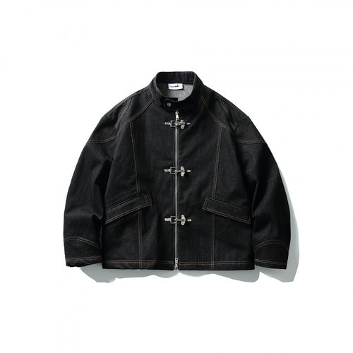 Herren Kurze Canvasjacke mit markanten Metall-Knebelverschlüssen und Kontrastnähten Nord Taschen