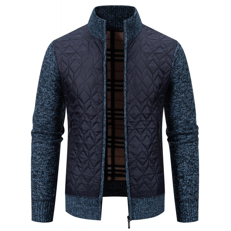 Herren Steppjacke mit hohem Kragen und eleganter Strickästhetik Nord Taschen