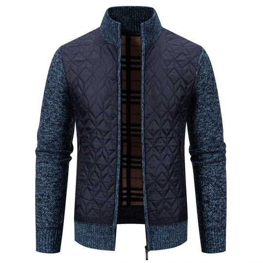 Herren Steppjacke mit hohem Kragen und eleganter Strickästhetik Nord Taschen
